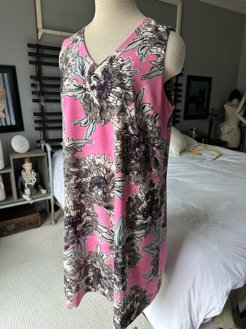 NIC+ZOE Sleeveless Pink Floral Shift Dress, size large - Picture 9 of 9